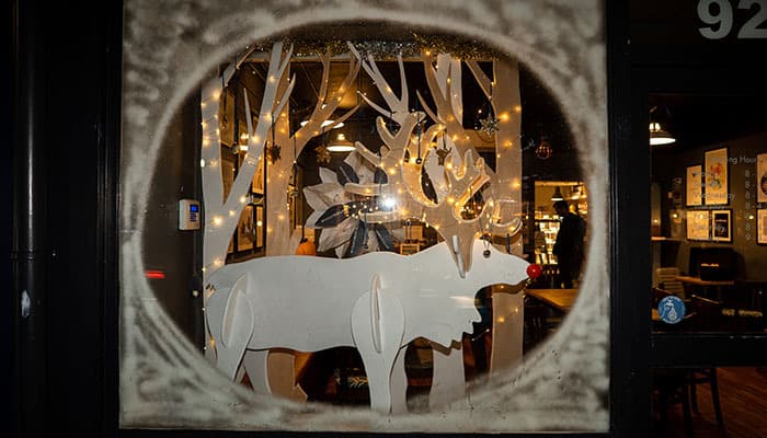 Reindeer in Horsforth Christmas Event Window Decoration at Horsforth Winter Wonderland