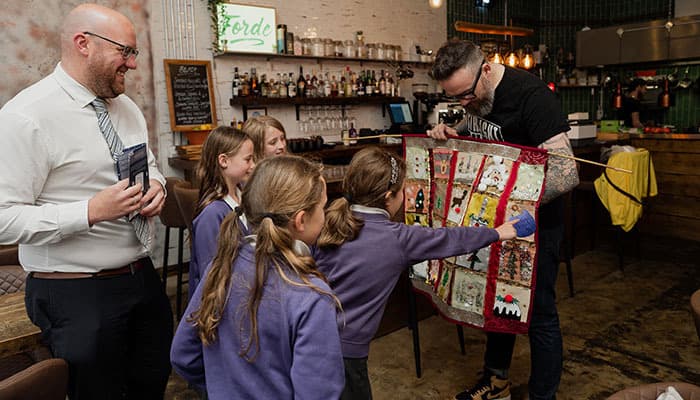 School Children enjoying the Horsforth Winter Wonderland Christmas Trail